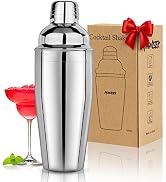 Cocktail Shaker 24oz Martini Shaker Drink Shaker Bar tools with Built-In Strainer for Bartender, ...