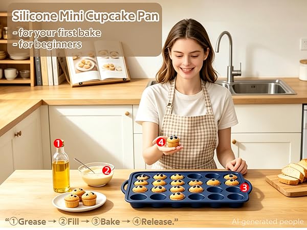 Silicone Mini Cupcake Pan for your first bake, for beginners
