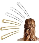 hisial 6Pcs Metal French Hair Pins for Women U Shape Sticks 3.9 Inch Vintage Fork for Hairstyle A...