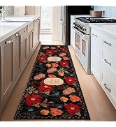 ROTTOGOON Hallway Runner Rug 2'x6' Washable Soft Floral Rug with Rubber Backing Stain Resistant N...