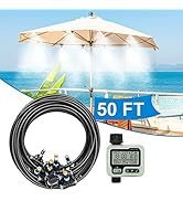 Misters for Outside Patio,Outdoor Water Misting Cooling System,50FT|15M with Sprinkler Timers Mis...