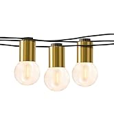 Brightech Glow LED String Lights - 26 Ft Commercial Grade Patio Lights with Brass Accents - Outdo...