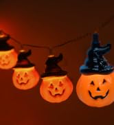 PASUTO Halloween Decorations Lights - Pumpkin String Lights with 10Pcs Cute Pumpkin Lantern Light...