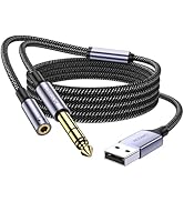MOSWAG USB to 6.35mm TRS Guitar Cable 6.6FT/2M, USB Male to 6.35mm Male Electric Guitar Cable for...