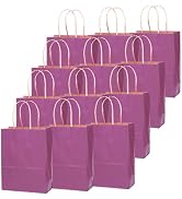 qiqee 60 pcs Kraft Bags with Handles 7.6"x4.75"x10.5" Medium Gift Paper Bags Purple Solid Color Bags