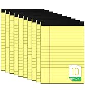 10 Pack Yellow Legal Pads 4x6 Notepads for Work Small Writing Pads 4x6 for Office Micro Perforate...