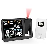 uzoli Projection Alarm Clock Weather Station, WWVB Atomic Projector Clock with Sensor, Adjustable...