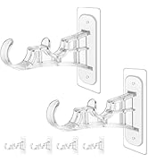 6-Pack Double Curtain Rod Bracket, No Drilling Adhesive Curtain Rod Holders, Double Bracket Curta...