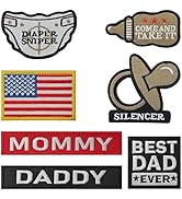 7PCS Daddy Patch Funny Dad Tactical Patch Pacifier, Diaper, Bottle and Flag Hook and Loop for Hat...