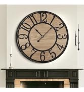 Mee 2ou Large Wall Clock for Living Room Decor, Non Ticking Silent, Battery Operated Modern Vinta...