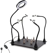 FEITA Helping Hands Soldering Clamp Station, 3X LED Magnifying Glass Lamp with Magnetic PCB Circu...