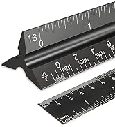 2PCS Architectural Scale Ruler, 12" Aluminum Architect Scale, Triangular Scale, Scale Ruler, Tria...