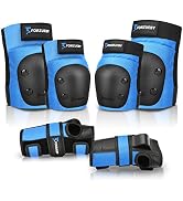 Forzueby Adult/Kids Knee Pads Elbow Pads Wrist Guards 6 in 1 Protective Gear Set for Inline Rolle...