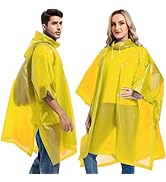 HOOMBOOM Reusable Rain Ponchos with Drawstring Hood for Adults, Waterproof Thicken Rain Coat, 2 P...