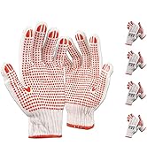 WISEUP Light Work Safety Gloves Liners,12 Pairs Breathable Knitted Cotton Work Gloves Bulk With N...