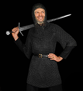 Half Sleeves Chainmail Shirt with Coif Medieval Knight Armor Costume