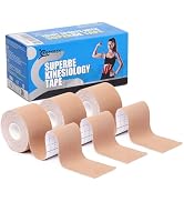 Kinesiology Tape K Sports Tape 3 Rolls, Kinetic Tape for Joints Support and Muscle Pain Relief, M...