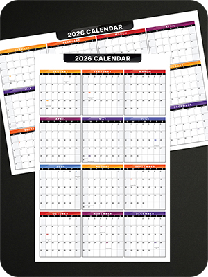 2026 Full Desk Wall Calendar 2 Sided Reversible Planner Tracker Academic Year Semester