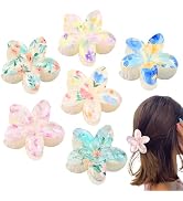 6 Pack Flower Hair Clips for Women - Hawaiian Plumeria Cute Floral Claw Clips for Girls, Non-Slip...