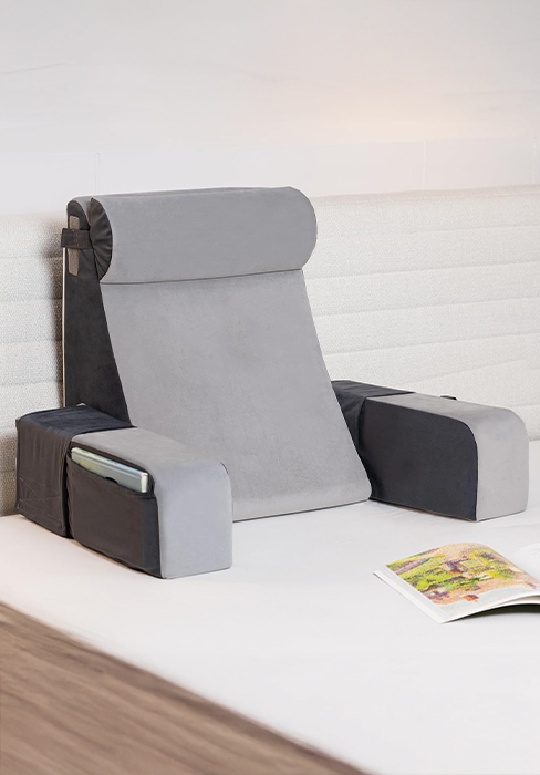 double grey reading pillow