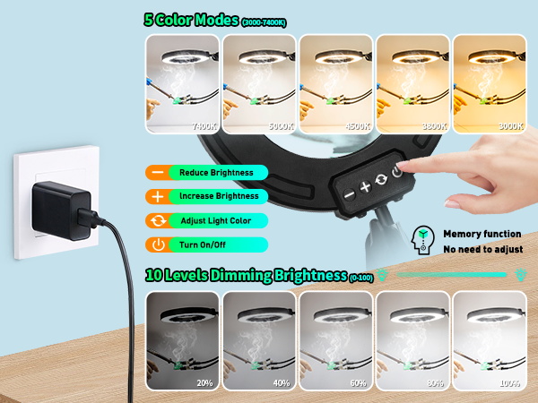 magnifier with light and stand