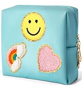 Preppy Patch Period Bag for Teen Aged Girls, Sanitary Napkin Storage Bag, Functional PU Leather S...