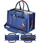 FIORETTO Canvas Tote Bag for Women with Zipper Closure & Individual Compartments for Work College...
