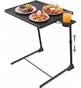 HUANUO Adjustable TV Tray Table - Foldable TV Tray with 6 Height & 3 Tilt Angle Adjustments, TV D...