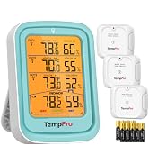 TempPro TempAir 500FT Indoor Outdoor Thermometer Wireless with 3 Sensors | Temperature and Humidi...