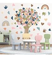 JarThenaAMCS Boho Tree Wall Stickers Heart Tree Wall Decals Large Room Mural Stickers for Back to...