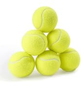 PHOEPET 6-Pack Tennis Balls for Dogs, Bulk Rubber Ball for Fetch Chew Toys Beginner Training Prac...