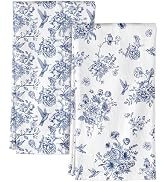 Miss Adola Flour Sack Kitchen Towels - Set of 2 Chinoiserie Dish Towels with Hanging Loop 18x26 I...