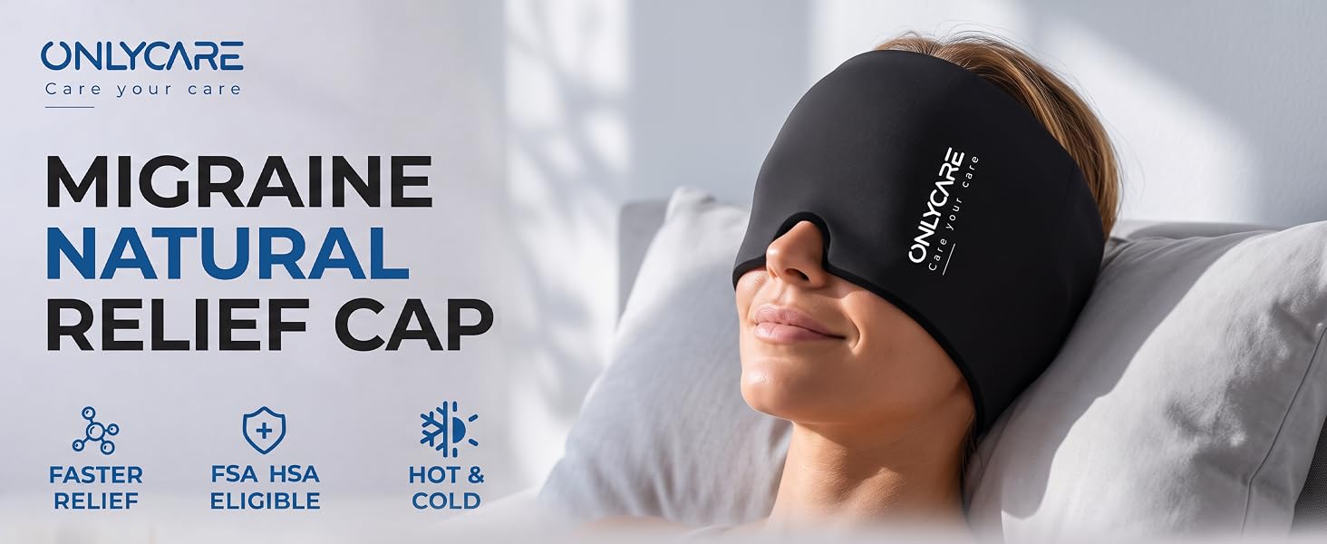 Migraine Relief Cap, Upgraded Headache Relief Cap with Odorless Reusable Gel