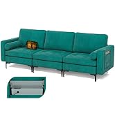 Giantex Sectional Sofa Couch, 3-Seater Modular Sleeper with USB Ports 3-Hole Socket, Thick Cushio...