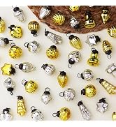 300 Pieces Glass Silver Gold Christmas Ornaments Decorative Mini Vintage Bulk Hanging Ornaments f...