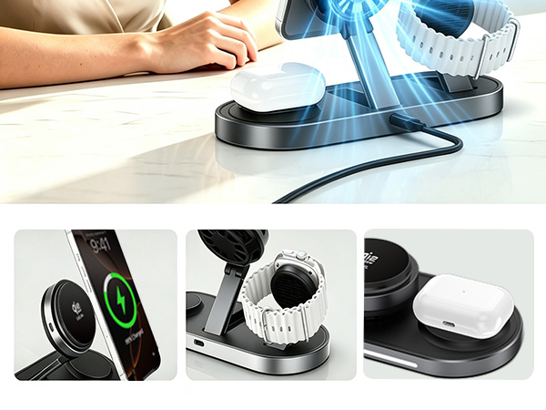 UZLNL 25W Foldable 3 in 1 Charging Station