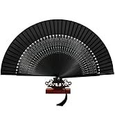 EOSAU Hand Fans for Women Foldable - Bamboo Silk Folding Fan Handheld, Fans for Line Dancing Wedd...