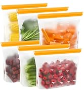 IDEATECH Gallon Freezer Bags Stand Up, Dishwasher Safe & Leakproof Reusable Gallon Bags, Extra La...