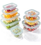 BOROHOUSE 8-Pack Borosilicate Glass Food Storage Containers with Airtight Lids – Microwave, Oven,...