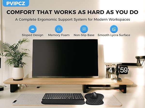ergonomic mouse pad and keyboard wrist support set