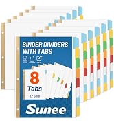 SUNEE Binder Dividers with Colorful Tabs for 3 Ring Binder, 8.5 x 11 Paper White Binder Dividers ...