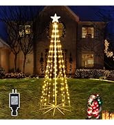 Ollny Christmas Tree Lights, 5FT 140 LED Warm White Outdoor String Lights 8 Modes Timer Function ...