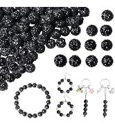 NUKAYAI 100PCS 10mm Rhinestone Beads for Jewelry Making,Black Sparkle Crystal Clay Bead for Craft...