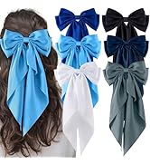 hisial 6Pcs Large Bows Hair Clips for Women Girls Long Tail Hair Ribbon Silky Satin Barrettes Coq...