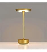 Rechargeable Cordless Table Lamp, 5200mAh 3 Color Restaurant Patio, Gold | Touch control, steples...