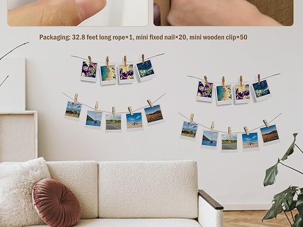 Photo Hanging Display with 50 Photo Clips