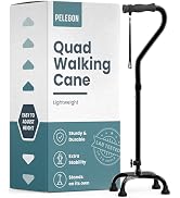 PELEGON Quad Cane (300 lb) - Adjustable Walking Cane with A Large 4 Pronged Base for Extra Balanc...