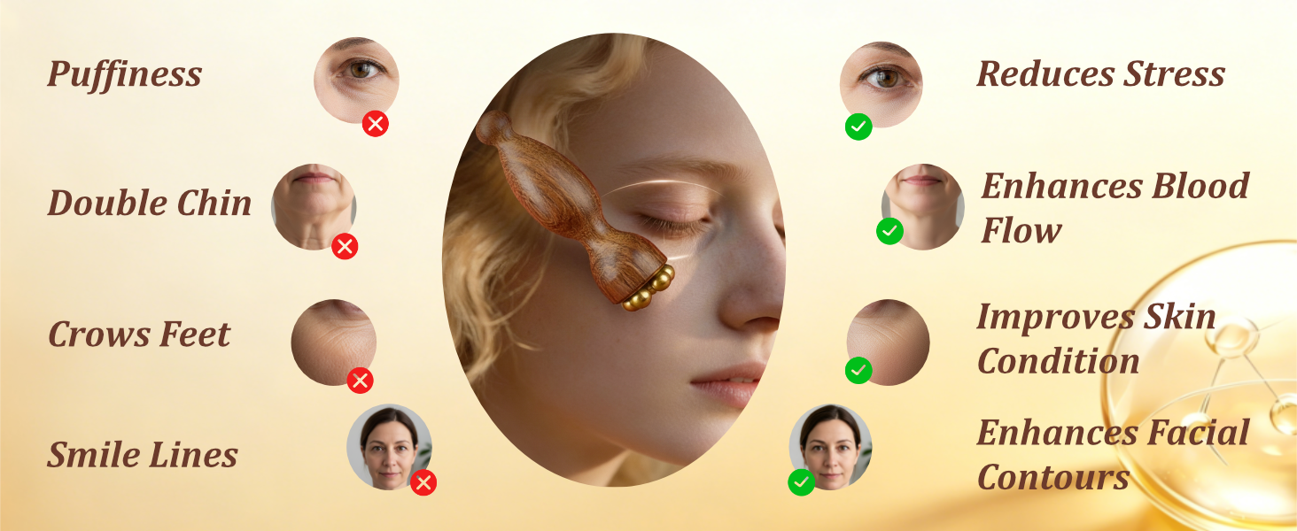 Gentle massage to relax eye muscles. Helps improve the look of under-eye bags