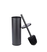 JS Jackson Supplies Sleek Toilet Brush and Holder with Metal Handle - Matte Black