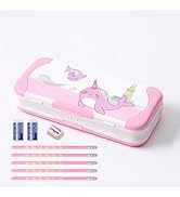 Ristpal Pencil Case with Rule, Cute Cartoon Pen Box Organizer Stationery with Sharpener, School S...